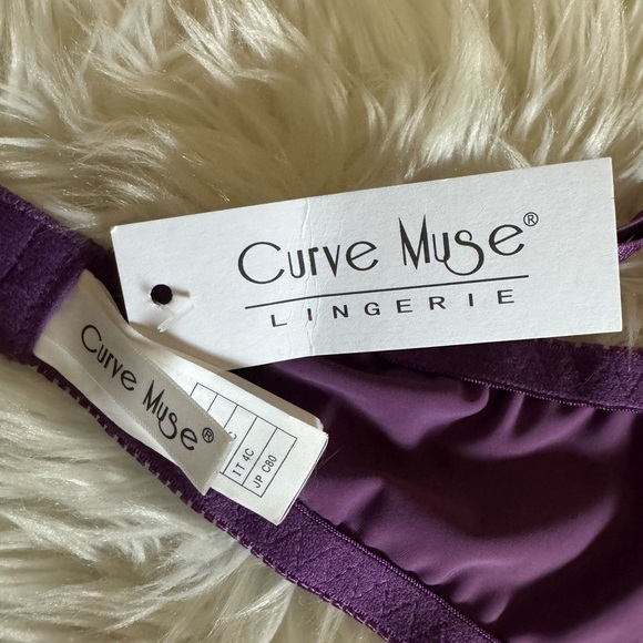 Curve Muse Minimizer unlined underwire bra with lace Size 36C Purple New - Picture 11 of 15